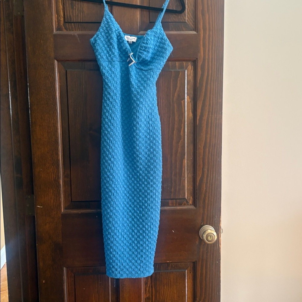 Rolla Coster Teal-Blue Textured Midi Dress